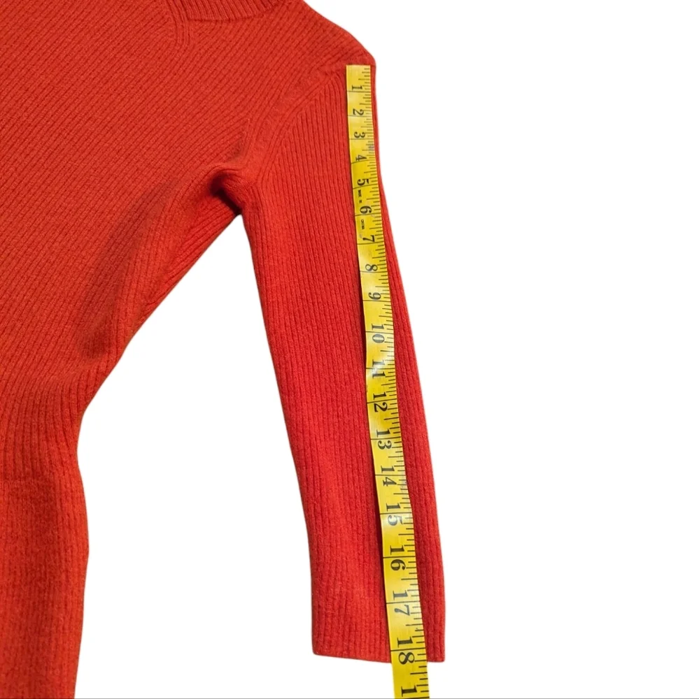 Tory Burch Bright Red Ribbed Peplum Crew Neck Sweater